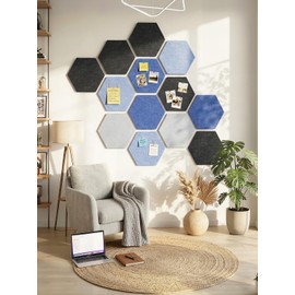 Large Felt Notice Board, Self-Adhesive Cork Board, Felt Board with 30 Pins, Pack of 8 Cork Wall, Felt Board, Memo Boards, Bulletin Board, Memo Boards, Wall Decoration for Office, Kitchen