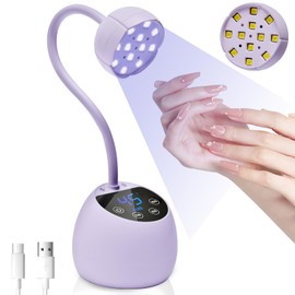 CGBE UV LED Nail Lamp, 36W Mini Cordless Flash Cure Lamp, USB Rechargeable Goosenecks LED Nail Light with 4 Timers & Auto Sensor for Salon Home DIY Use, Purple