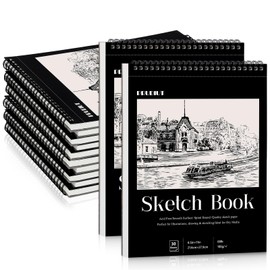 12 Pack Sketch Book, 8.5 x 11Inch Sketchbook, 68lb/100gsm Top Spiral Bound Sketch Pad, Acid Free Art Supplies Drawing Painting Sketching Paper for Artists, Ideal for Christmas Gifts (30 Sheets Each)
