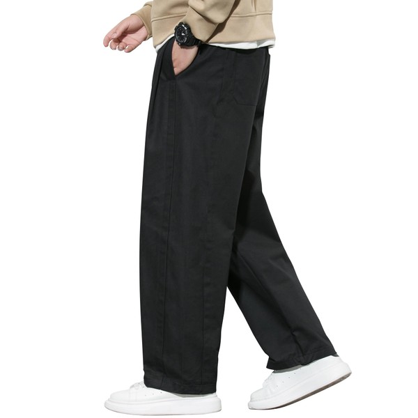 Fasshonrida Men's Wide Pants, Popular Fall Clothes, Bottoms, Large Size, Zubon, Casual, Long Pants, Comfortable, Tucked Pants, Stylish, Solid, Trousers, Cotton Slub, Washer Processed, Autumn, Winter,