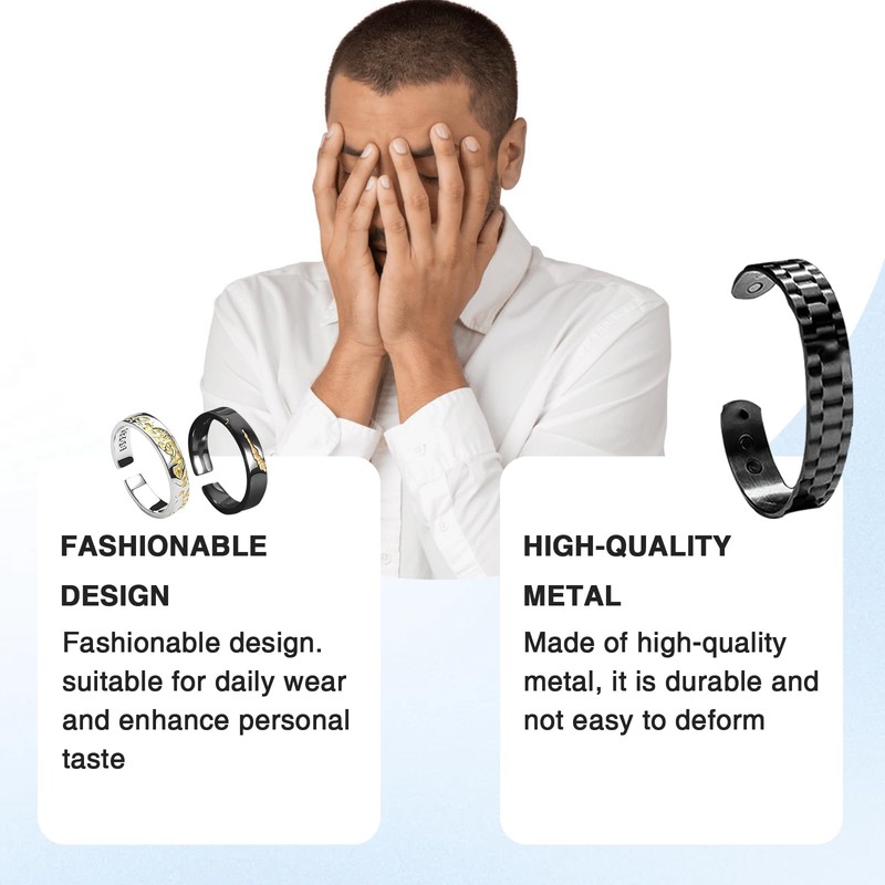 YANINEE 3 Piece Prostate Copper Ring Set, Adjustable Copper Jewellery