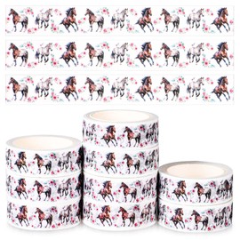 9 Rolls Horse and Flower Tapes, Retro PET Tapes Plant Decorative Tapes Craft Tapes for Journal Scrapbook Crafts Gift Wrapping
