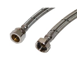 Aumix x2 (Pair) 22mm x 3/4” inch 12mm Bore 300mm Flexible Braided Pipe Bathroom Tap Connector Hose WRAS Approved