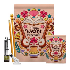 Breeze Decor Happy Vasant Panchami Garden House Flag Kit Religious Faith Hope Grace Peace Dove Christian Religion Easter Decoration Banner Small Yard Gift Double-Sided, Made in USA