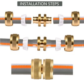 iBamso Brass Hose Repair Connector, Garden Hose End Quick Connector, for 1/2 inch Hose Pipe Quick Fix Extend Connector, Expandable Stretch Fittings Tap Adaptors Connectors 2Pack