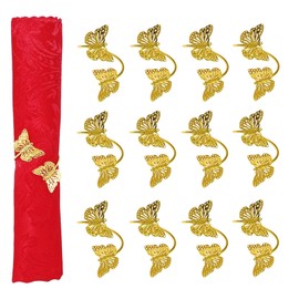Gold Butterfly Napkin Rings Holder Set of 12 Adjustable Baby Shower Napkin Rings Metal Insect Coastal Spring Napkin Ring for Christmas Fall Thanksgiving Easter Wedding Party Table Setting Decorations