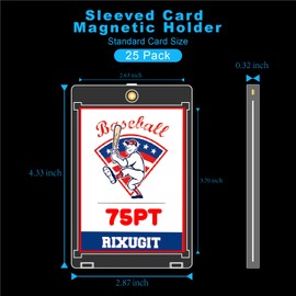 25-Pack One Touch Card Holders - 75PT Sleeved Card Magnetic Holder with 2.63"x3.7" Larger Inner Dimension, First Insert Card into Soft Card Sleeve, Then Place into Card Holder for Double Protection ﻿