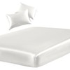 SiinvdaBZX 3-Piece Set Satin Full Fitted Sheet & 2 Pillowcase,