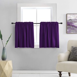 DONREN Royal Purple Small Window Room Darkening Curtain Tiers - Thermal Insulated Window Treatment Rod Pocket Curtains (30 by 30 Inch,2 Panels)