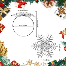 LARDUX 12 PCS Napkin Rings - Christmas Napkin Holder Silver Snowflake Napkin Buckle with Rhinestone for Xmas Holiday Thanksgiving Banquet Party Wedding Dinner Table Decoration