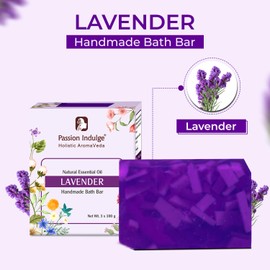 Lavender Handmade Natural Bath soap | Moisturising & Nourishing | Natural & Vegan | No Parabens, Sulphates | Gentle Skin Cleansing soap | Suitable for all type skin -Pack of 3
