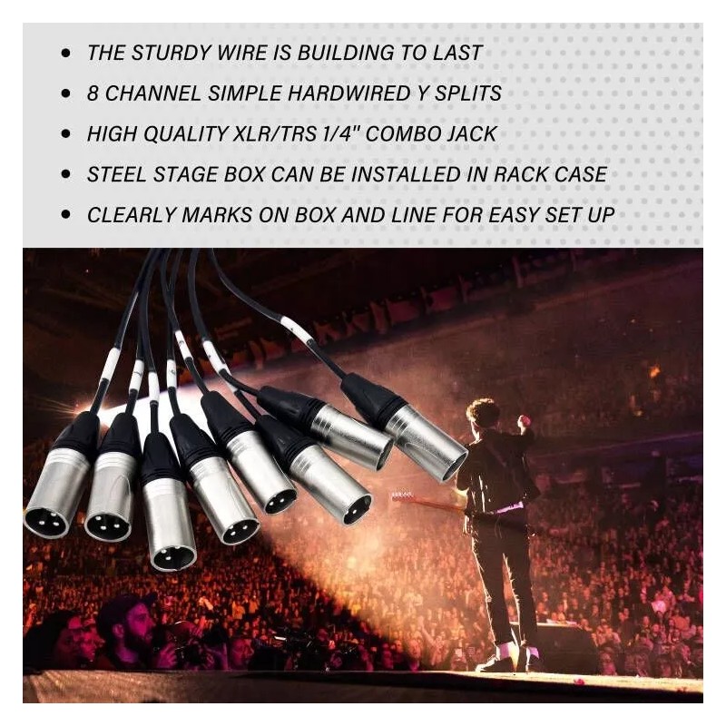 PRORECK 8-Channel Circuit Board Splitter Snake Cables XLR TRS Combo