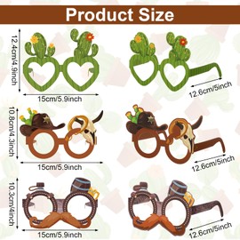 Jenaai 24 Pcs Western Party Favors Paper Glasses, Cowboy Photo Booth Props for Adults, Wild West Rodeo Theme Party Decor Supplies