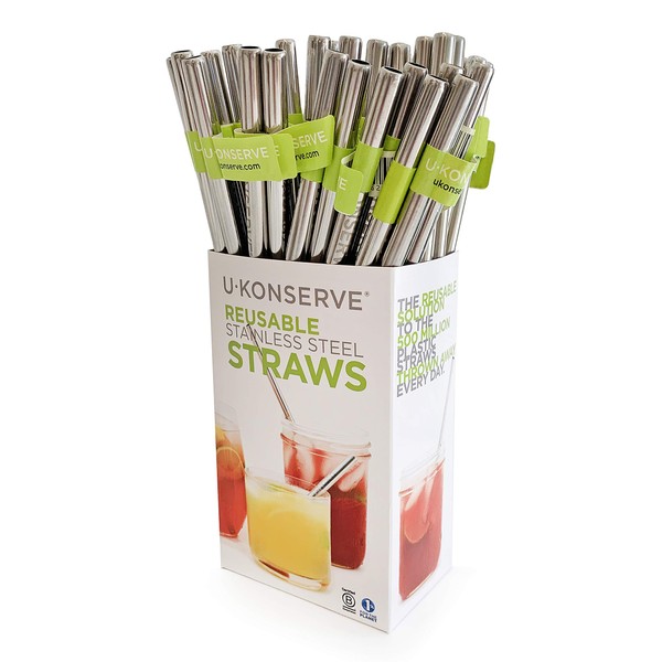 U-Konserve Stainless Steel Bulk Straws 8.5" (Set of 40) - Metal Straws - Reusable Drinking Straws - Dishwasher Safe - Eco Friendly, Plastic Free and BPA Free