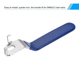 sourcing map Lever Handle Chrome Plated Iron Replacement Quarter Turner with Plastic Handle Blue for DN80 Ball Valve