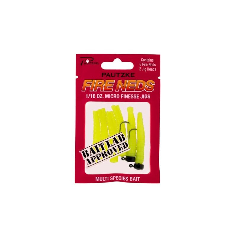 Pautzke's Fire Neds Chartreuse Micro Finesse Jigs, 1/16 oz -