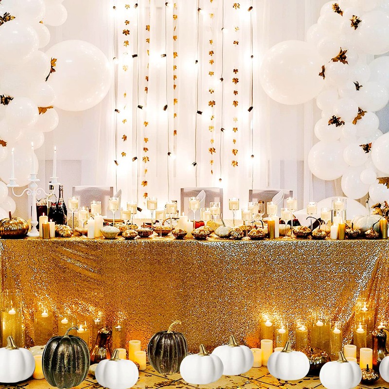 12Pcs White Artificial Pumpkins Bulk Autumn Decoration Set,Thanksgiving Pumpkin Decorations,Decorative