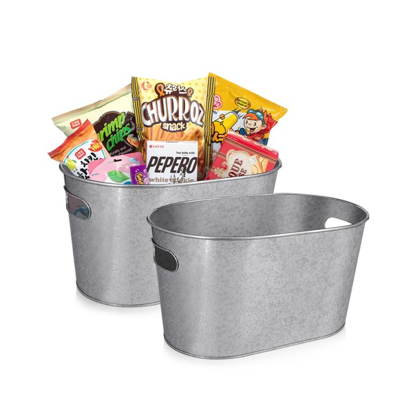BARsics Medium Size 5-Quart Galvanized Metal Tin Tub for Beverages,