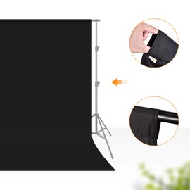 UTEBIT 5x6.5ft Black Backdrop Curtain - Chroma Key Background for Photography & Professional Photo Backdrop for Background Removal, Zoom Meeting, Photo Video Studio, Live Streaming