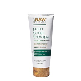 RAW SUGAR, Pure Scalp Therapy, Mascarilla Capilar para Cuero Cabelludo y Cabello, con Carbón Activado, Coco y Aceite de Hierbabuena, Prensado en Frío, Vegana, Libre de Sulfatos SLS y Parabenos, 198 ml