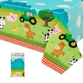 WERNNSAI 1 PCS Farm Animal Table Cloth - Farm Birthday Decorations Animal Party Tablecloth Barnyard Birthday Decorations for Picnics Baby Shower Party Favors 54" x 108"
