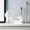 Allbaiyl 2Pcs Ceramic Christmas Reindeer Figurines, White Deer for Winter