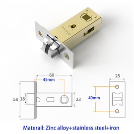Qrity 45mm Tubular Latch, Forked Mortice Latch, Mute Door Sprung Latch, with Stainless Steel Panel for Internal Doors, Lever Door Handles