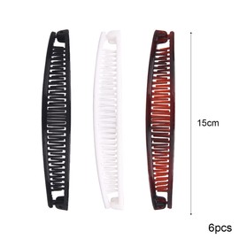 Jagowa 6 Pcs Banana Hair Clips Classic Retro Ponytail Clips Hair Comb for Long Hair Women Girls 15cm (White, Black, Brown)