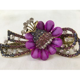 Gorgeous Vintage Jewelry Crystal Flower Design Fashion Hair Clips Hair Pins Hair Sticks - Large Size - Purple Color -For Hair Beauty Tools