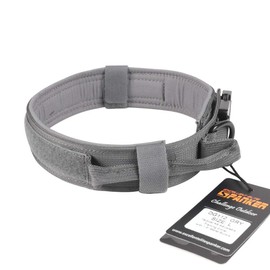EXCELLENT ELITE SPANKER Tactical Dog Collar Nylon Adjustable K9 Collar Military Dog Collar Heavy Duty Metal Buckle with Handle(Grey-M)