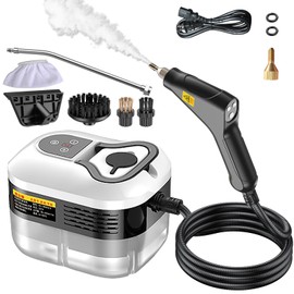 Handheld Steam Cleaner, Portable Steamer for Cleaning with 9pcs Accessories, 6-Level Adjustable Handle, 12s Heat-Up, 1200ml Tank, Steam Cleaner for Home,Dirt,Grout,Tile,Floor,Couch and Car (White)