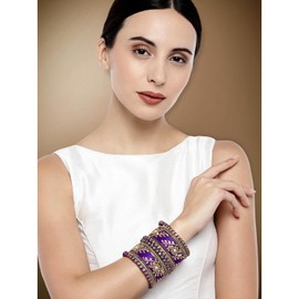 Aheli Traditional Wedding Designer Silk Thread Faux Stone Studded Bridal Bangle Set Chuda Indian Ethnic Bollywood Fashion Jewelry Gift for Women Purple