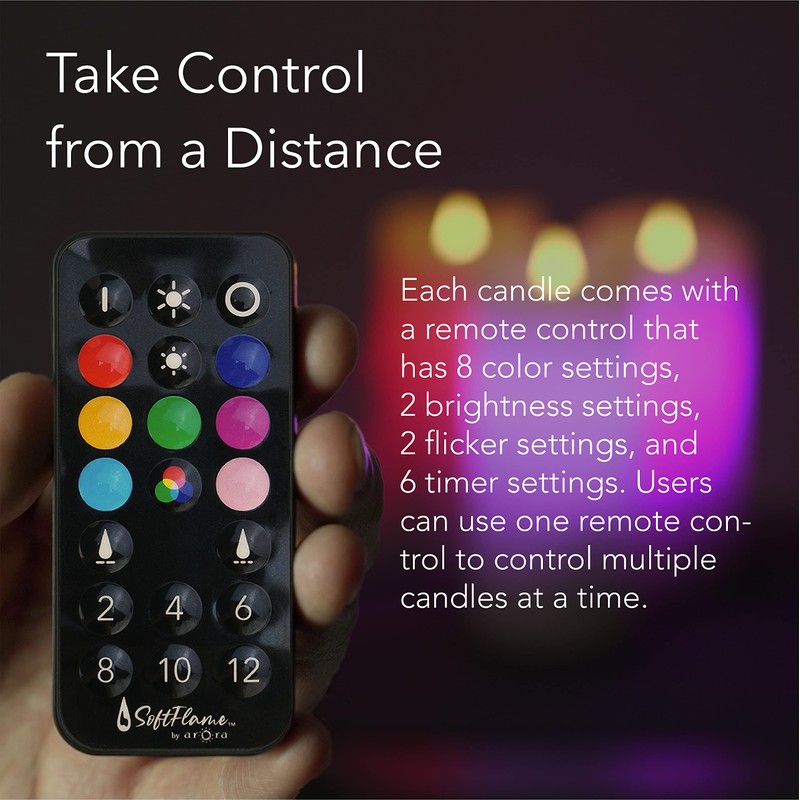 Softflame Flameless Multi Color Flickering Moving Flame 3"x 7" Pillar