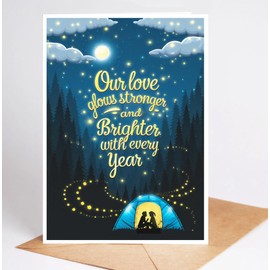 Moonlit93 Our Love Glows Stronger And Brighter With Every Year! Card - Tent Love Card - Happy Anniversary Card - Camping Love Card - Greeting Card - Love Card For Couple