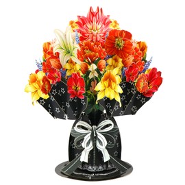 Paper Wonder Pop Up Card Includes Envelop，Lily Bouquet Flowers, For Mother's Day, Fathers Days, Anniversary Card, Birthday Card, Love Card, Valentine Cards, Thank You Card, All Occasions