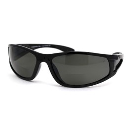 Mens Indestructible TR90 Frame Warp Polarized Sport Bifocal Reading Sunglasses Shiny Black 1.5