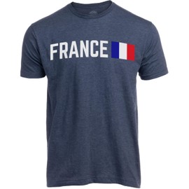 Ann Arbor T-shirt Co. France Tee Shirt | French Pride Francais Paris T-Shirt for Men Women - (Adult,2XL) Navy Blue