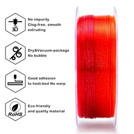 ZIRO 3D Printer Filament, Fast Color Change with Twinkle Effect PLA 1.75MM, Gradient Translucent PLA, Sparkling Multicolor 3D Material, 1KG/2.2lb Spool, Flower Series, Rose