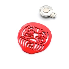 Turf Project #GOOD LUCK Putter Charm Golf Marker Dharma Model #Increase Focus # Magnet Clip Included # Great Gift #Stainless Steel 1.6 inches (40 mm) Turf Project (Red)