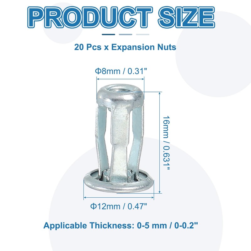 PATIKIL Expansion Screw Petal Nuts M4, 20 Pcs Jack Nut