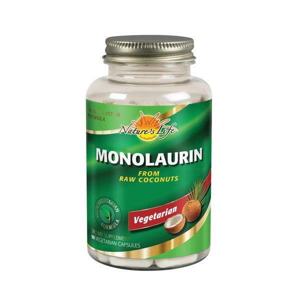 Nature's Life Monolaurin Capsules, 1000 mg | Vegetarian | Support for Healthy Immune Function & Digestion | Optimal Wellness Benefits | 90 ct