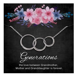 ALoveSoul Grandma Necklace - Sterling Silver Interlocking Circles Necklace 3 Generation Necklace for Grandma Birthday Christmas Gifts