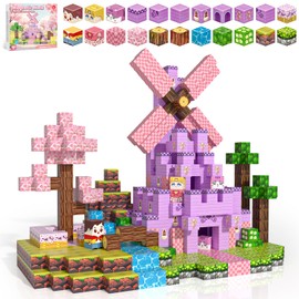 Kryzomat 100PCS Magnetic Blocks, Magnetic Building Blocks for Kids Age 4-8, Pink Princess Castle Toys for Girls, STEM Sensory Birthday Gift for Kids Age 3+ Years Old