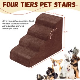 Dog Stairs for Small Dogs - High Density Foam Dog Ramp, Extra Wide Pet Steps with Non-Slip Bottom for High Beds, Couche and Sofa, Best for Dogs Injured, Older Dogs Cats, Pet