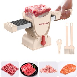 OYKEFAW Fresh Meat Slicer， Thickness Adjustable 2 or 4 mm For Meat Slicing Shredding，Thickness Adjustable 2 or 4mm， Manual Meat Cutter Jerky Slicer for Beef Pork