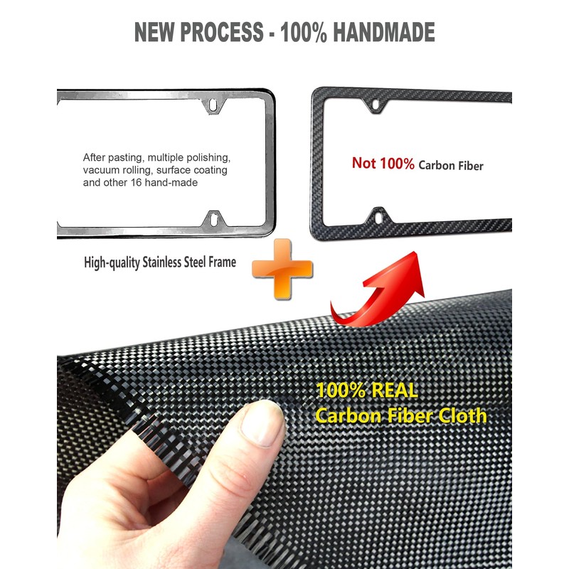 Aootf Carbon Fiber License Plate Frame- 100% Real Carbon Cloth