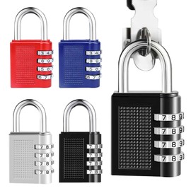 Combination Padlock Suitcase Lock Luggage Lock Combination Padlock 4 Digit Numbers Weatherproof with Combination Code, Pack of 4