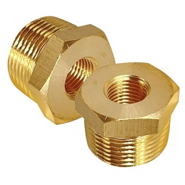 Brass Bushing, 3/8" Male X 1/8" Female NPT, (2 Pack)