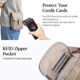 befen Soft Real Leather Small Crossbody Purses for Women, Women's Small Anti Theft Crossbody Phone Bags Shoulder Purse Handbags with RFID Card Slots Taupe