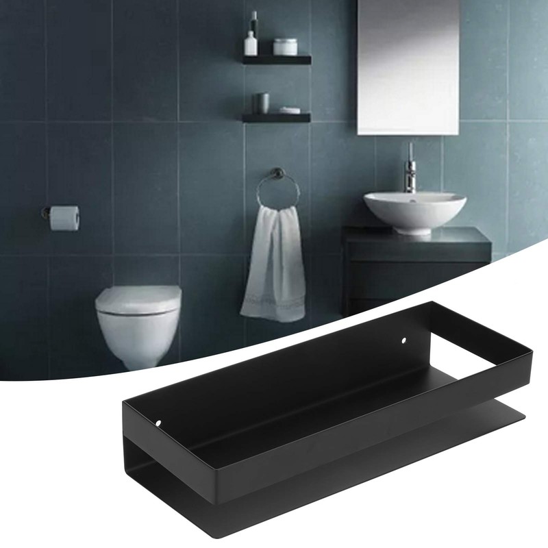 30cm Matt Black Shelf Stainless Steel Bathroom Shelf Kitchen Storage